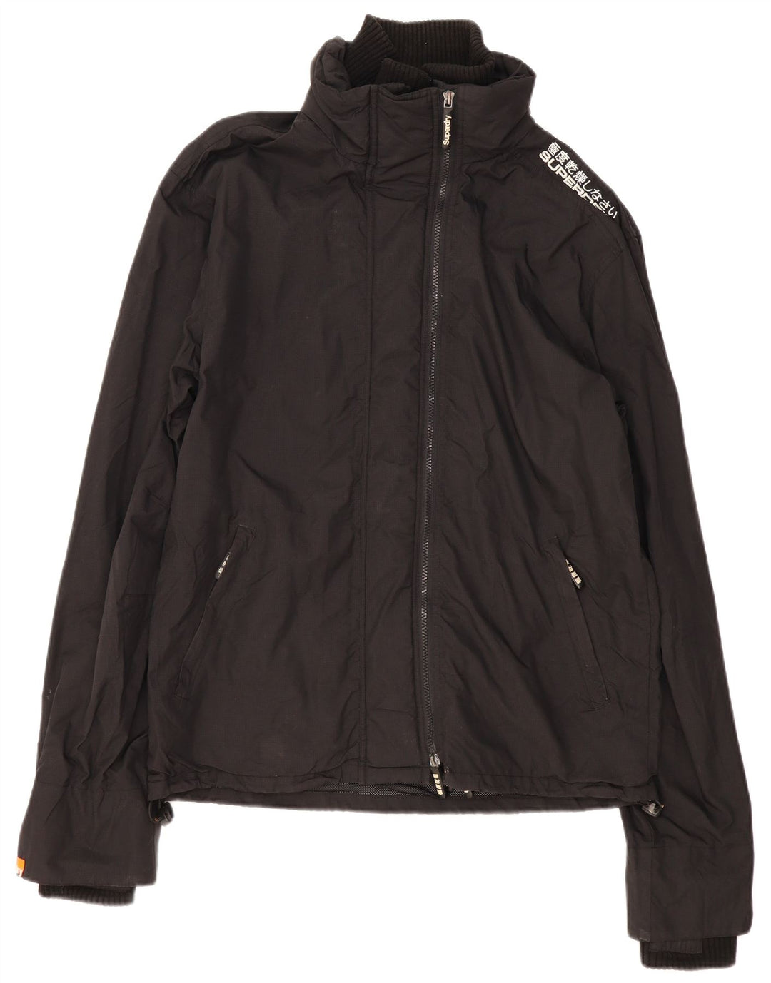 Superdry Mens Graphic Rain Jacket UK 44 2XL Black Polyester
