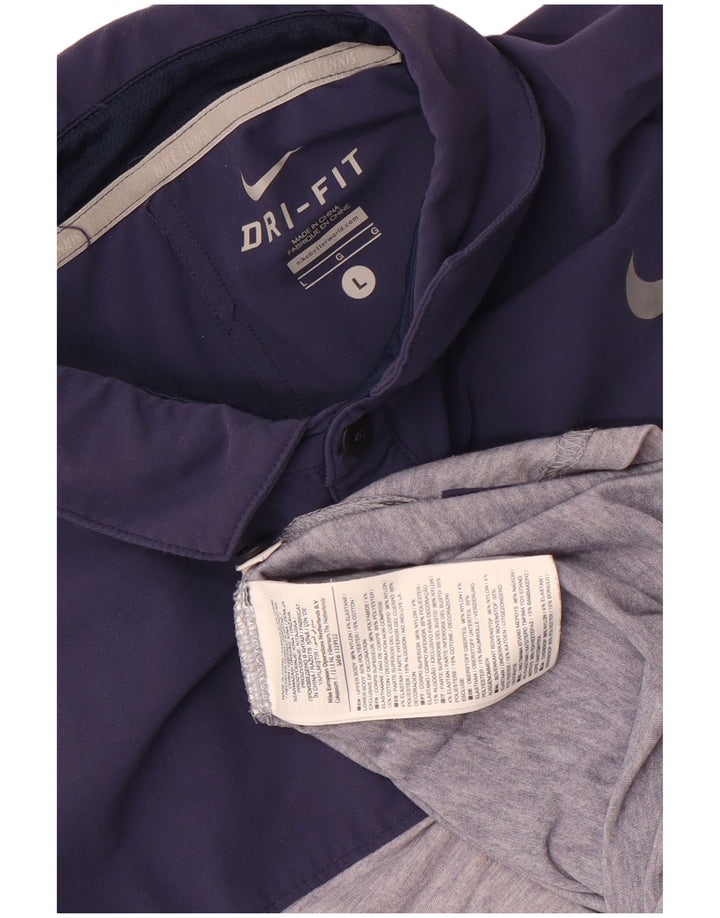 Nike Mens Dri Fit Polo Shirt Large Grey Colourblock Nylon