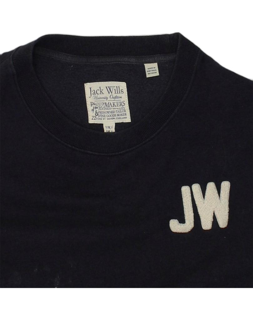 JACK WILLS Womens Sweatshirt Jumper UK 12 Medium Black Cotton | Vintage Jack Wills | Thrift | Second-Hand Jack Wills | Used Clothing | Messina Hembry 