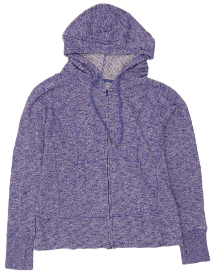 GAP Womens Zip Hoodie Sweater UK 16 Large Purple Flecked Cotton