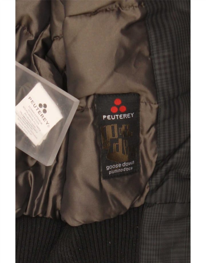 PEUTEREY Mens Bomber Padded Jacket IT 46 Small Grey Houndstooth Polyamide