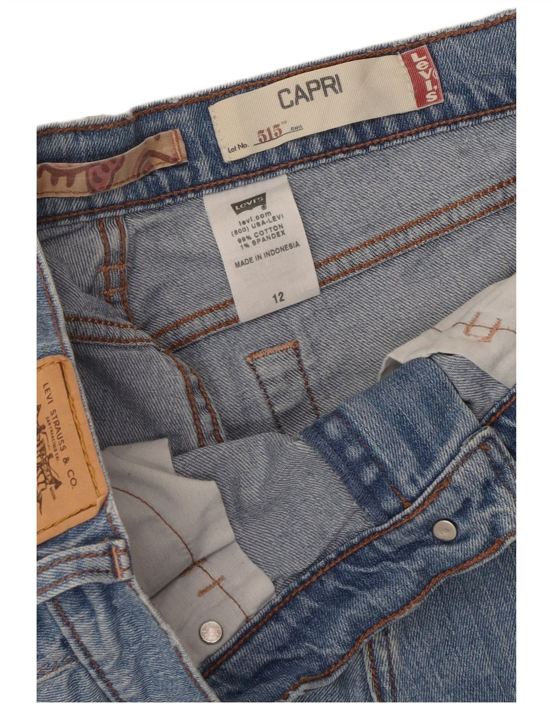 Levi's Womens 515 Capri Jeans US 12 Large W34 L21 Blue Cotton