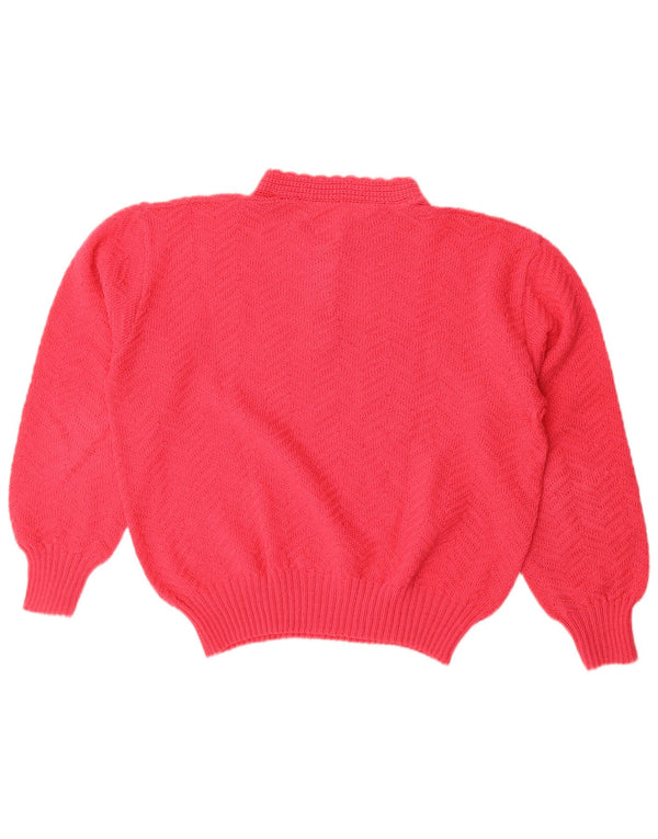 Vintage Womens Button Neck Jumper Sweater UK 16 Large Red