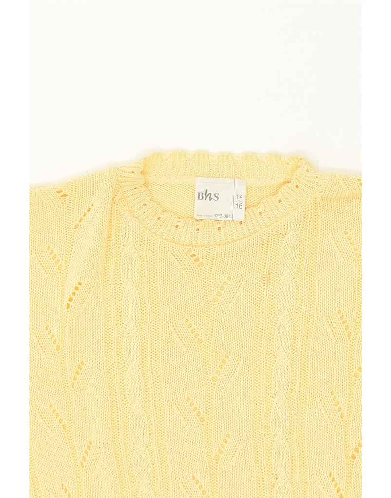 BHS Womens Short Sleeve Crew Neck Jumper Sweater UK 14/16 Large Yellow | Vintage Bhs | Thrift | Second-Hand Bhs | Used Clothing | Messina Hembry 