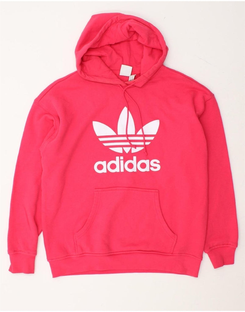 ADIDAS Womens Oversized Graphic Hoodie Jumper UK 8 Small  Pink Cotton Vintage Adidas and Second-Hand Adidas from Messina Hembry 
