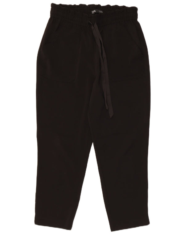 Zara Womens Tapered Cropped Trousers Medium W28 L25 Black Polyester
