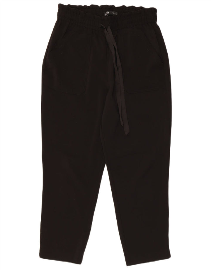 Zara Womens Tapered Cropped Trousers Medium W28 L25 Black Polyester