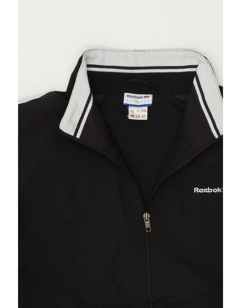 REEBOK Mens Tracksuit Top Jacket Medium Black Polyester | Vintage Reebok | Thrift | Second-Hand Reebok | Used Clothing | Messina Hembry 