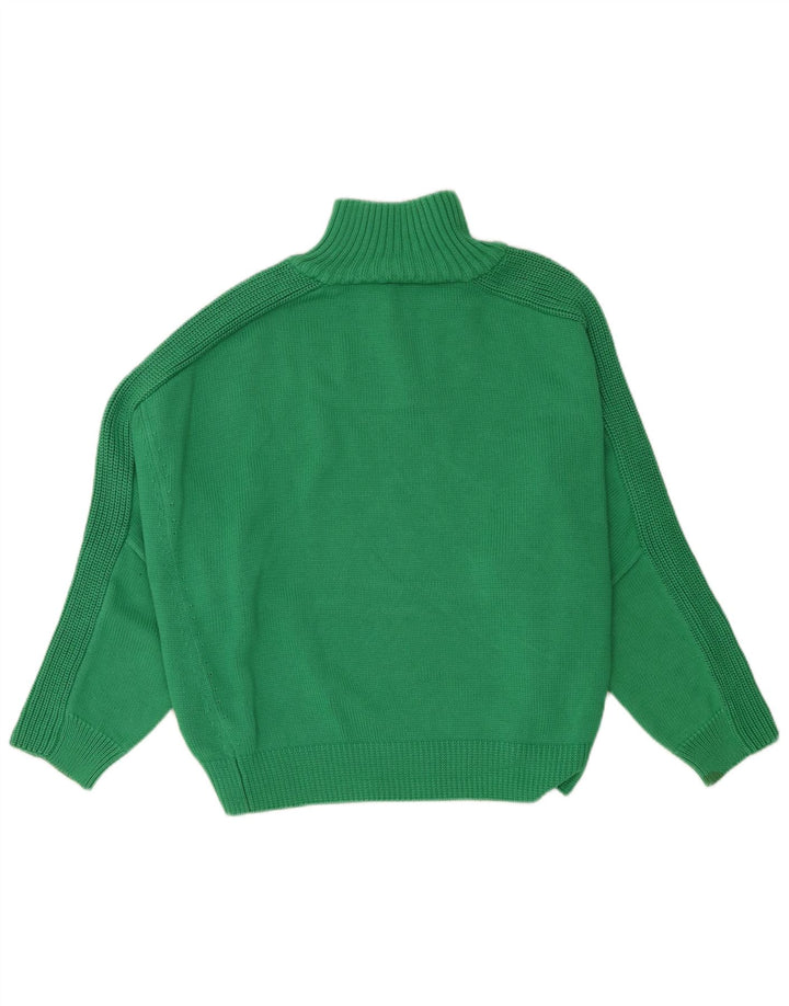 Tommy Hilfiger Womens Oversized Zip Neck Jumper Sweater UK 14 Medium Green