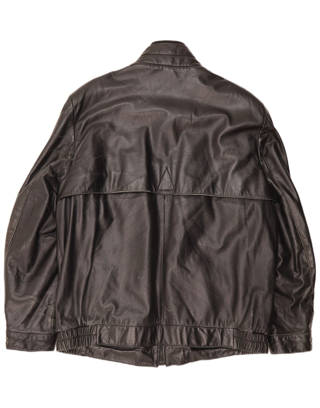 SCHILD Mens Military Leather Jacket UK 40 Large Black Leather