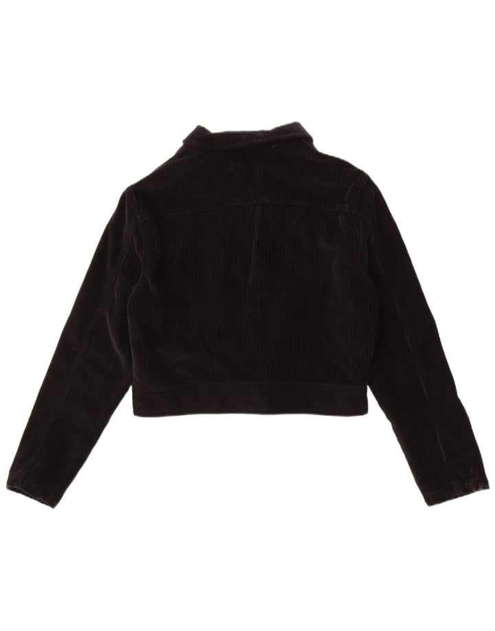 Superdry Womens Crop Corduroy Jacket UK 12 Medium Black Cotton