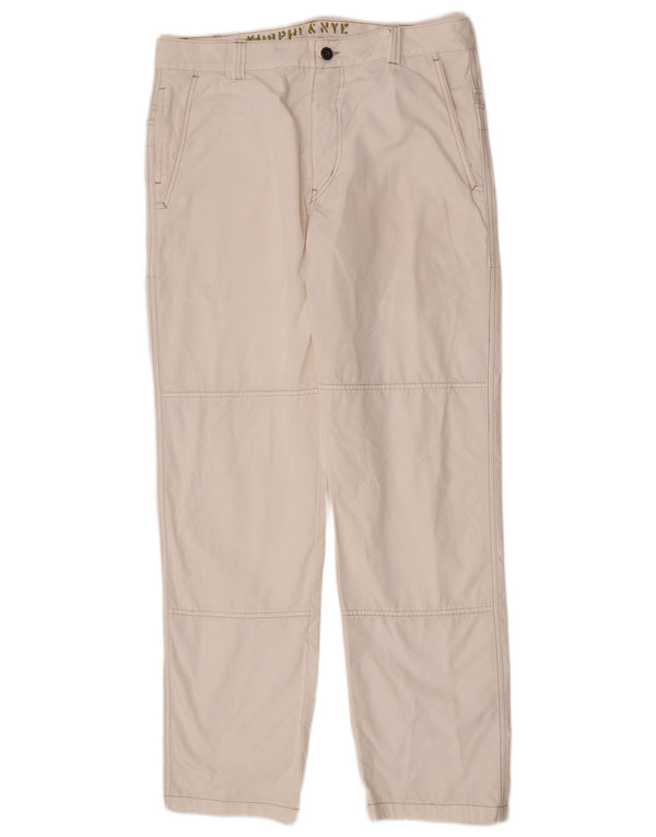 Murphy & Nye Mens Slim Chino Trousers W36 L32 White Cotton