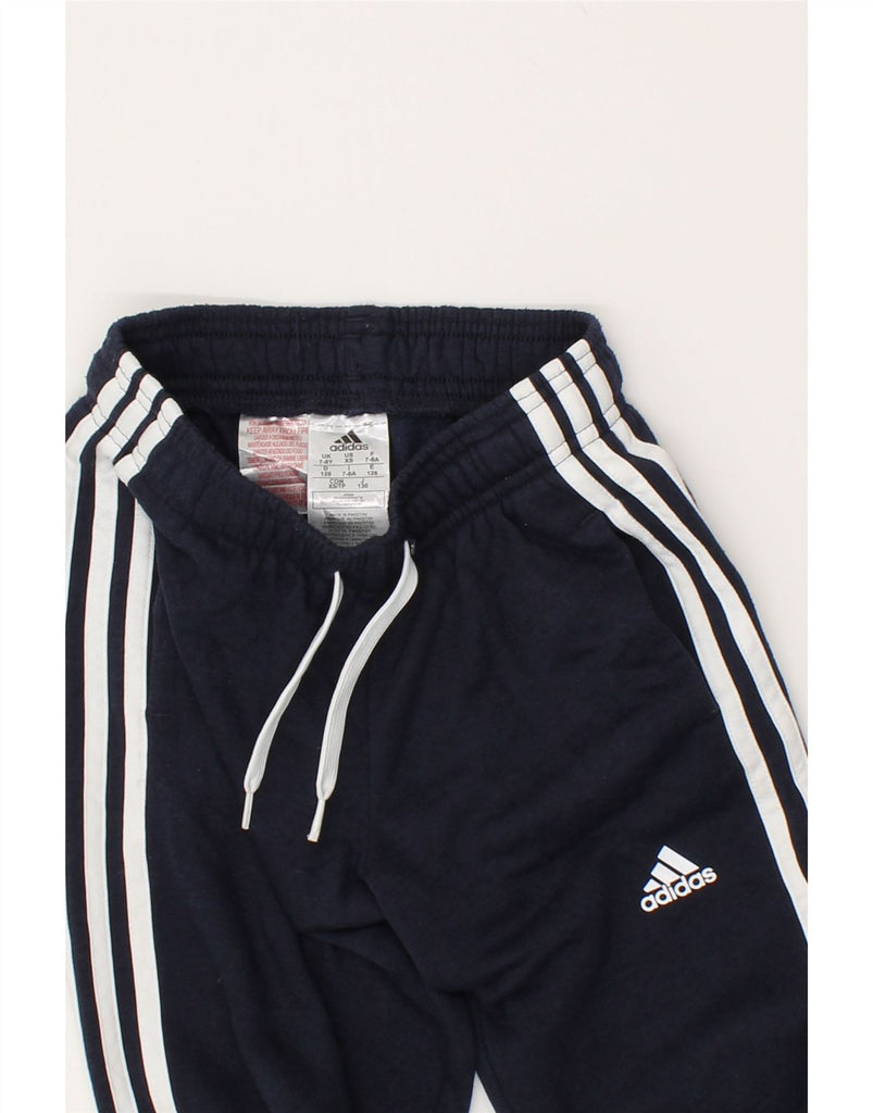 ADIDAS Boys Tracksuit Trousers Joggers 7-8 Years Navy Blue Cotton | Vintage Adidas | Thrift | Second-Hand Adidas | Used Clothing | Messina Hembry 