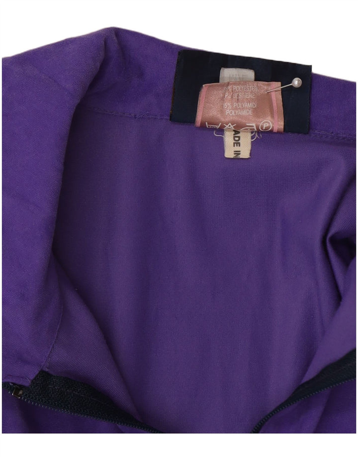 VERTICAL Mens Velour Tracksuit Top Jacket Medium Purple Colourblock