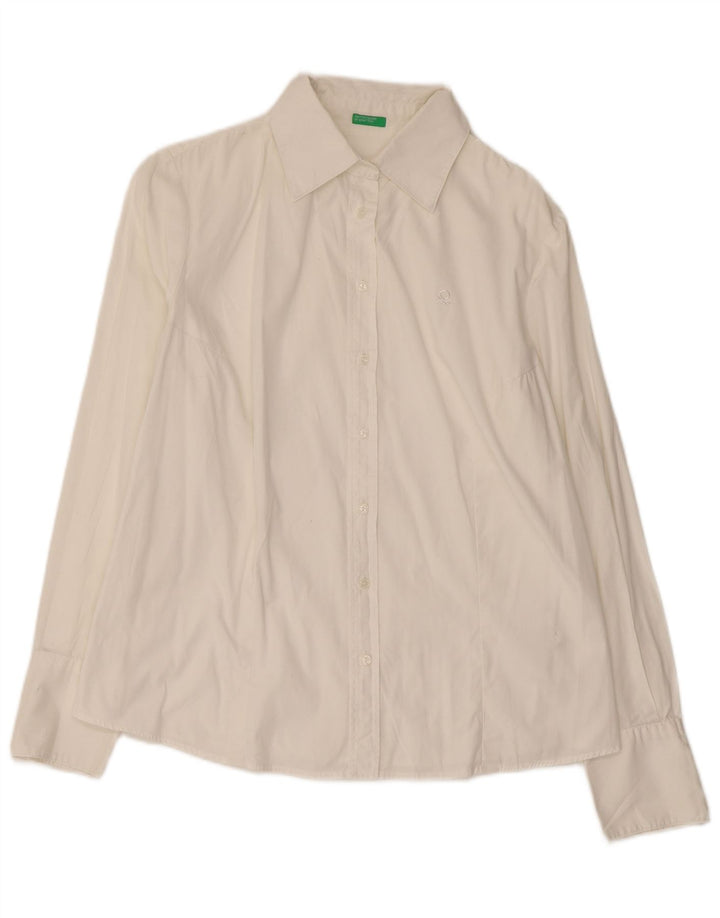 BENETTON Womens Shirt UK 16 Large White Cotton