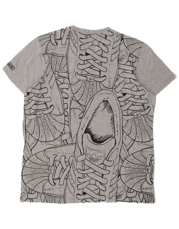 Adidas Mens Graphic T-Shirt Top XL Grey Flecked Cotton