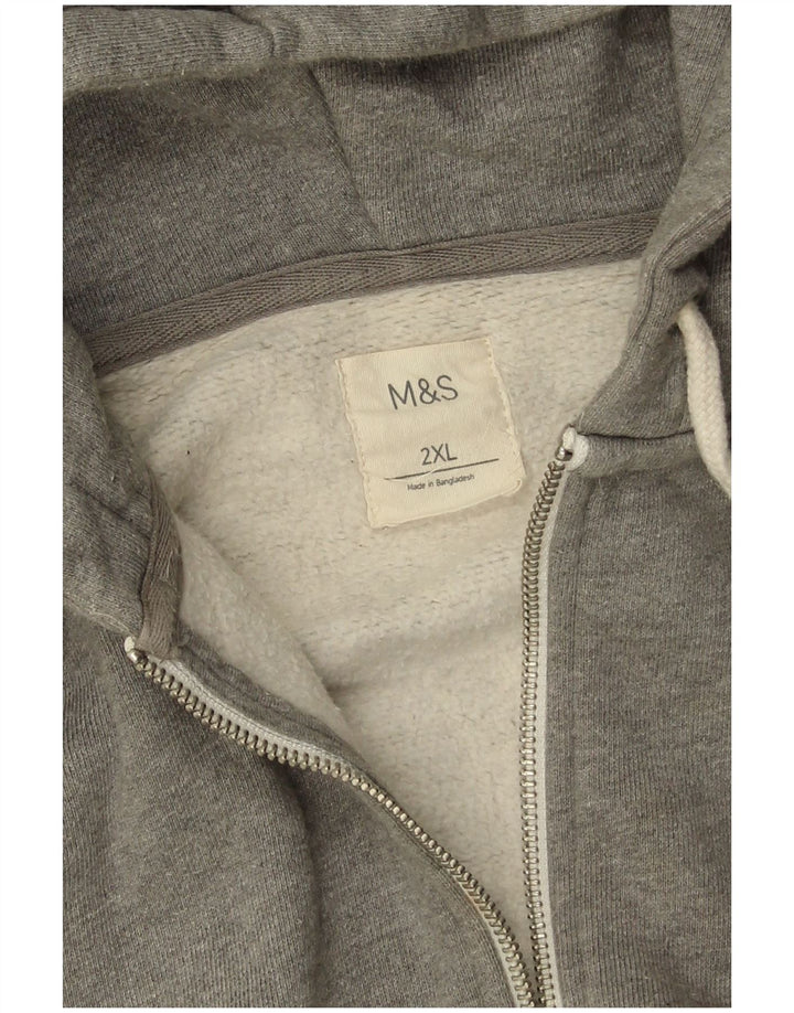 Marks & Spencer Mens Zip Hoodie Sweater 2XL Grey Cotton