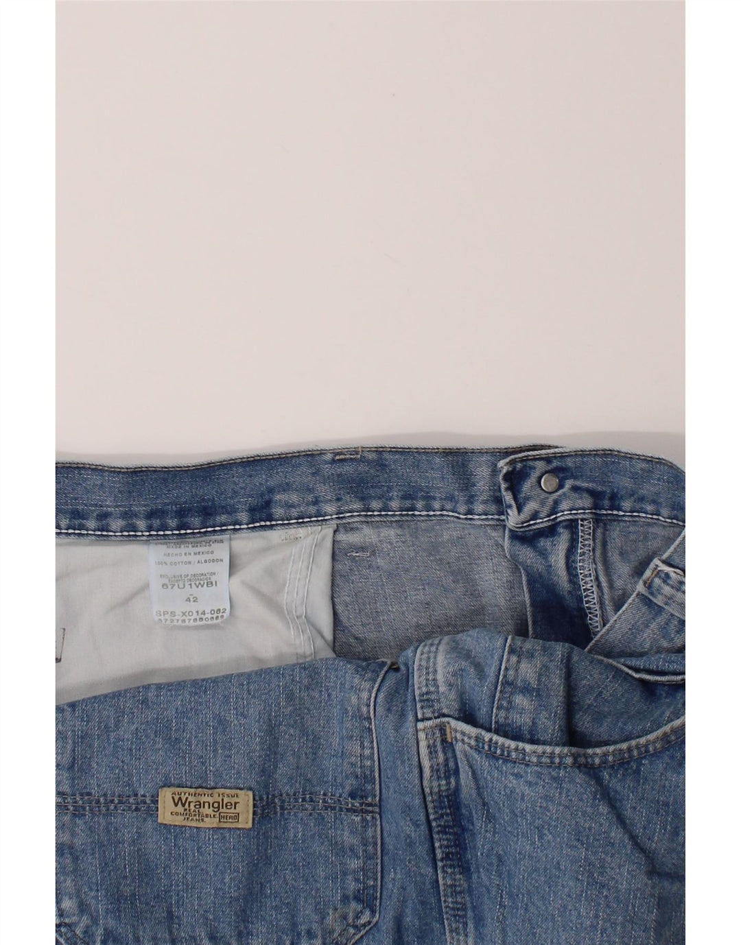 WRANGLER Mens Cargo Denim Shorts W42 2XL Blue Cotton Vintage Wrangler and Second-Hand Wrangler from Messina Hembry 