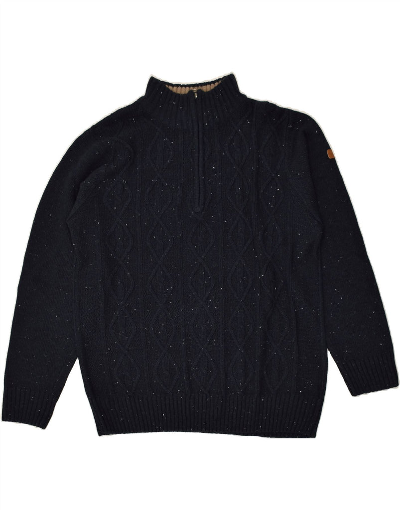 ATLAS FOR MEN Mens Zip Neck Jumper Sweater 2XL Navy Blue Flecked Acrylic | Vintage Atlas For Men | Thrift | Second-Hand Atlas For Men | Used Clothing | Messina Hembry 