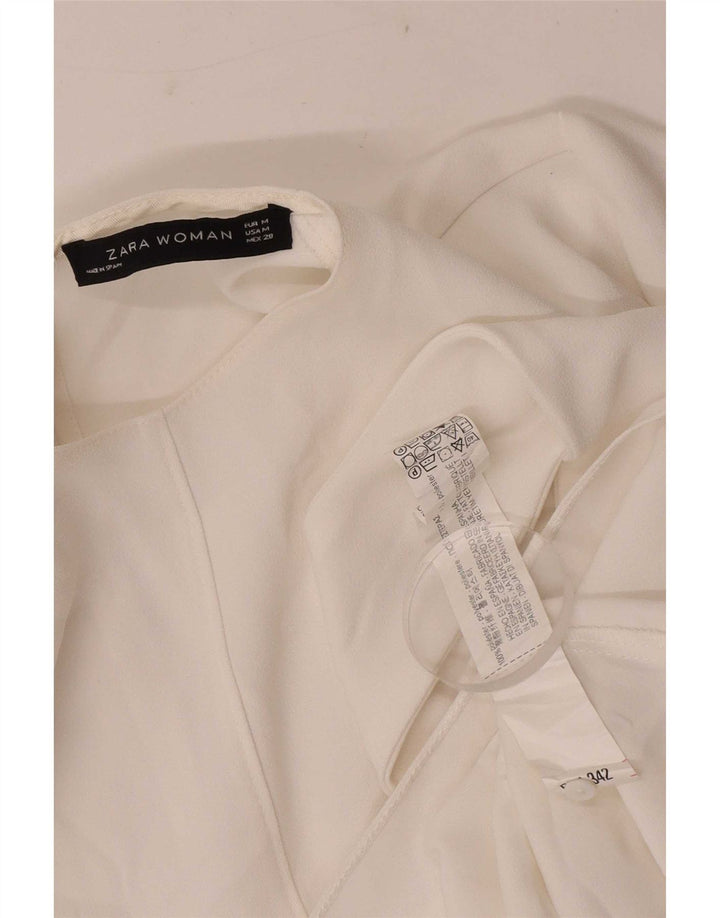 Zara Womens Asymmetric Blouse Top UK 12 Medium White Polyester