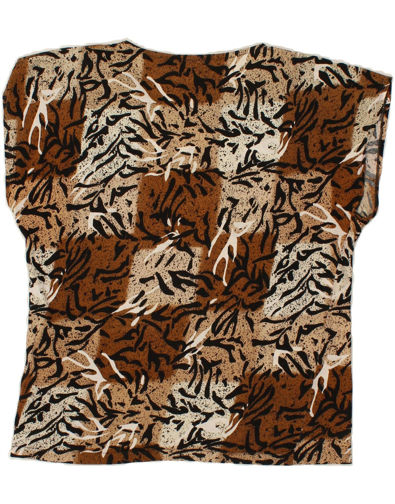 VINTAGE Womens Blouse Top UK 16 Large Brown Animal Print Vintage Vintage and Second-Hand Vintage from Messina Hembry 