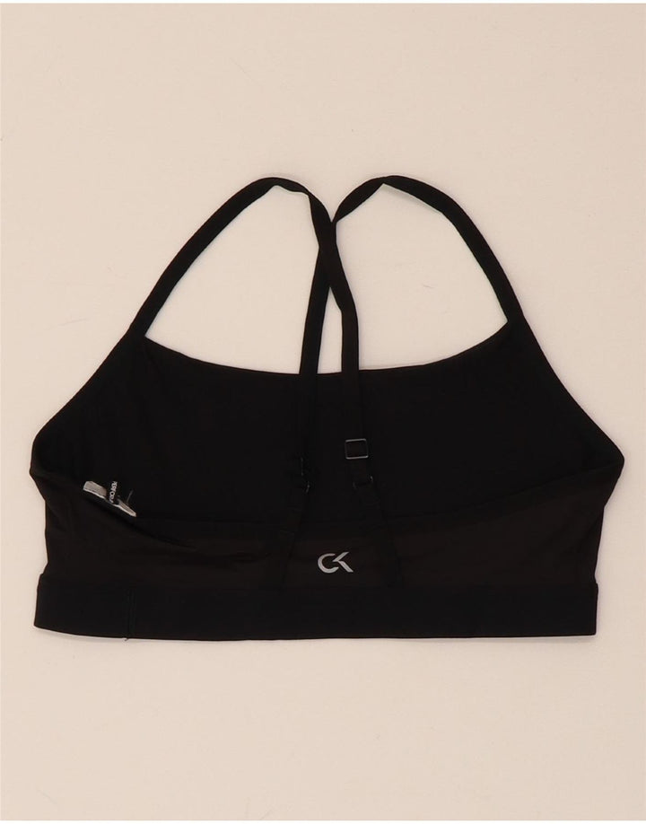 CALVIN KLEIN Womens Graphic Sport Bra Top UK 8 Small Black