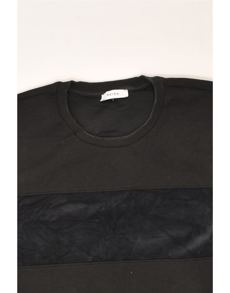 REISS Mens Sweatshirt Jumper Small Black Colourblock Polyester | Vintage Reiss | Thrift | Second-Hand Reiss | Used Clothing | Messina Hembry 