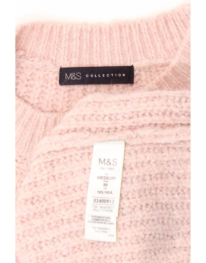 Marks & Spencer Womens Oversized Crew Neck Jumper Sweater UK 14 Medium Pink