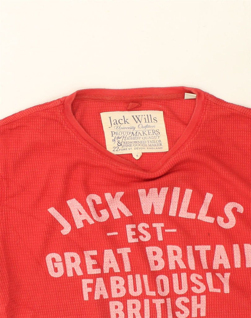 JACK WILLS Mens Graphic Top Long Sleeve Small Red Cotton | Vintage Jack Wills | Thrift | Second-Hand Jack Wills | Used Clothing | Messina Hembry 