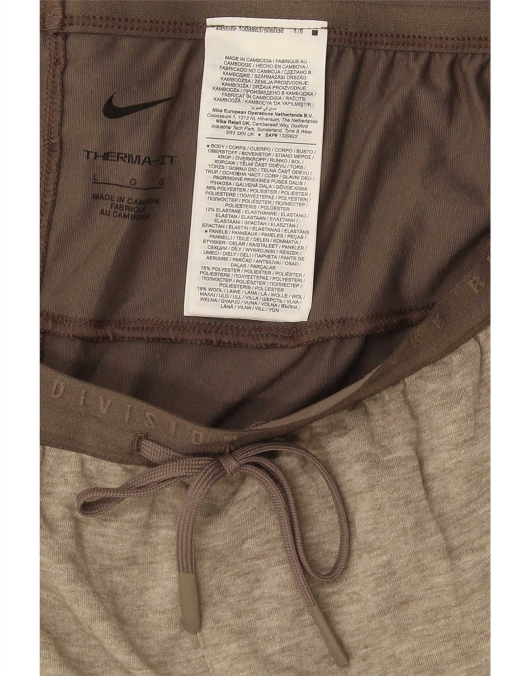 Nike Mens Therma-Fit Tracksuit Trousers Large Grey Flecked Polyester