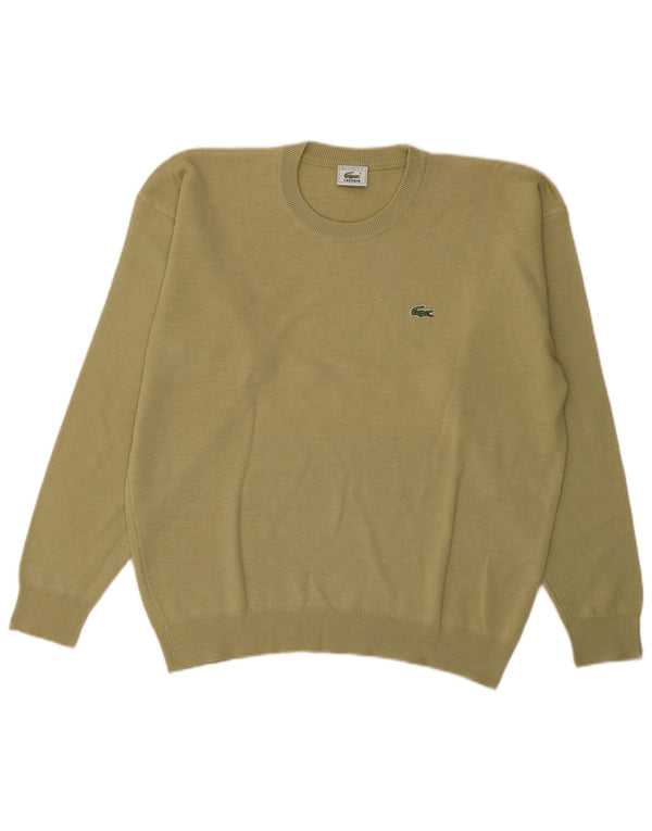 Lacoste Mens Crew Neck Jumper Sweater Size 6 XL Khaki Wool