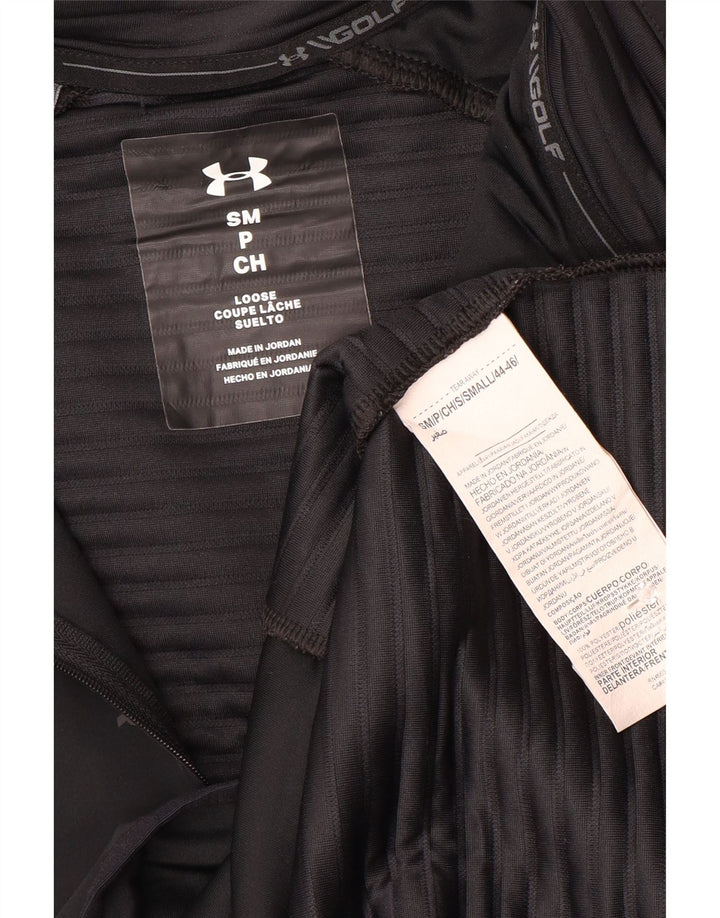 Under Armour Mens Zip Neck Pullover Tracksuit Top Small Black Polyester