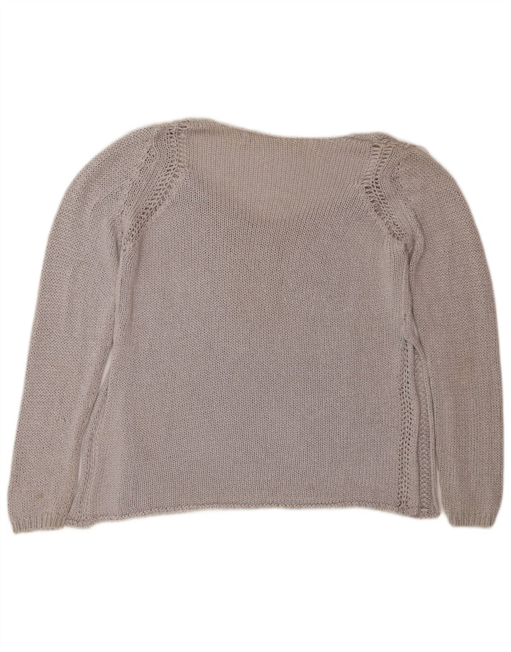 Zara Womens V-Neck Jumper Sweater UK 14 Medium Grey