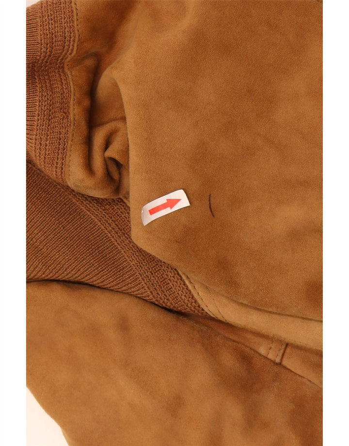 Vintage Mens Suede Bomber Jacket UK 38 Medium Brown Leather