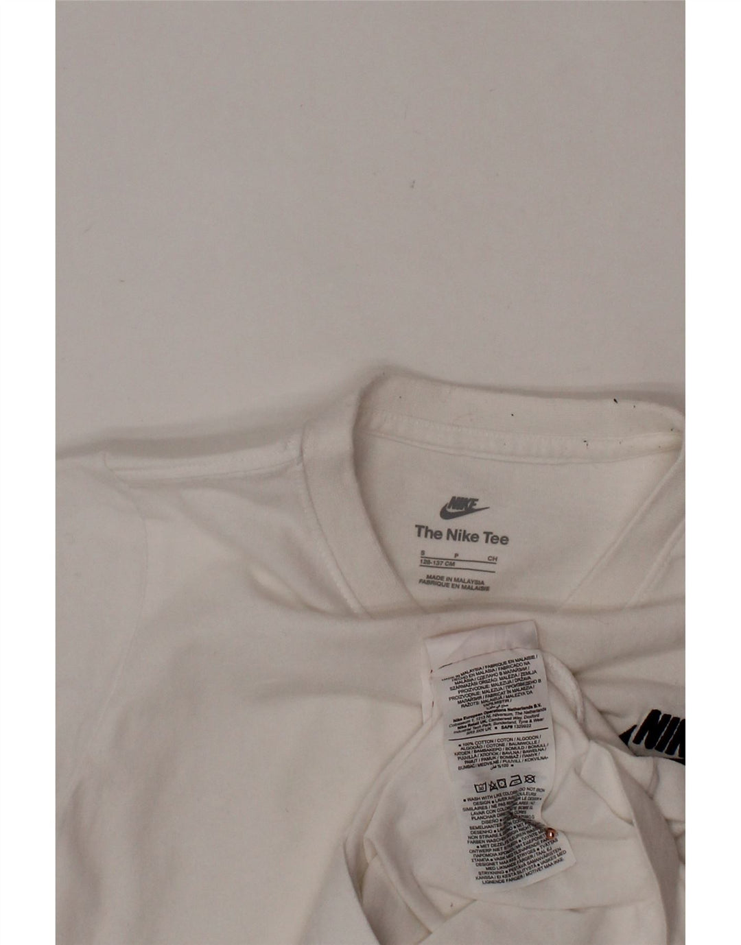 NIKE Boys T-Shirt Top 8-9 Years Small White Cotton