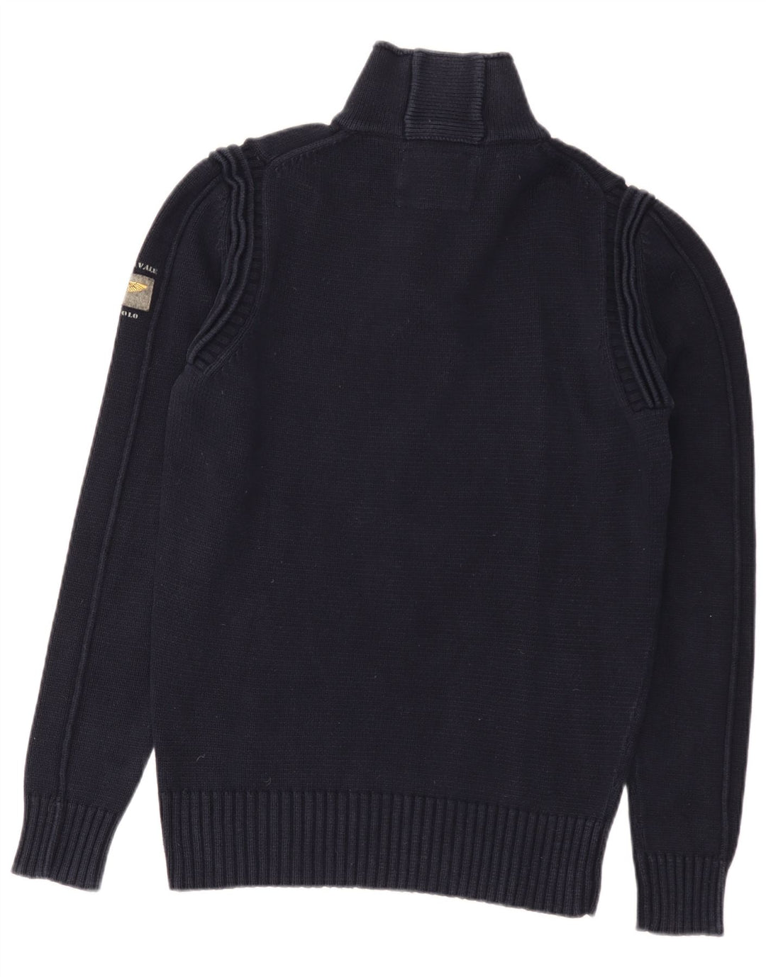 Aviazione Navale Mens Button Neck Jumper Sweater Medium Navy Blue Cotton