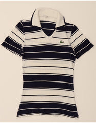 LACOSTE Mens Polo Shirt Size 1 2XS Navy Blue Striped Cotton