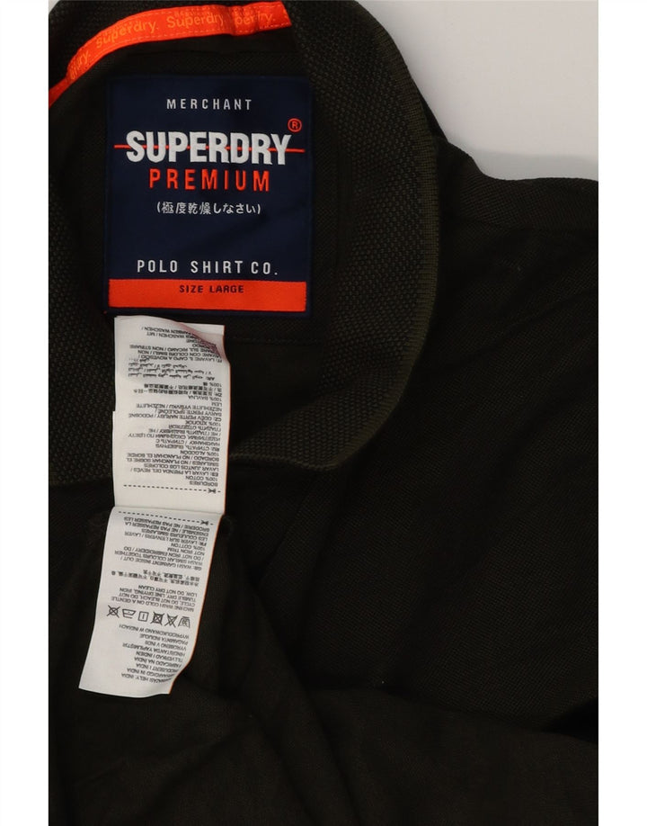 SUPERDRY Mens Polo Shirt Large Green Cotton