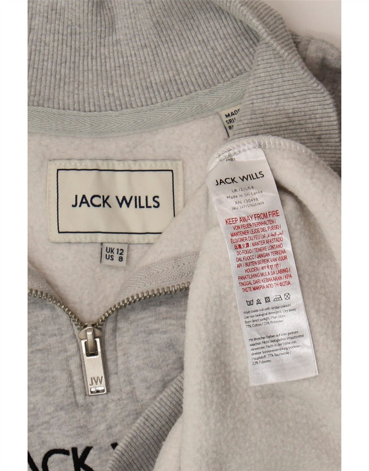 Jack Wills Womens Oversized Graphic Sweatshirt Jumper UK 12 Medium Grey