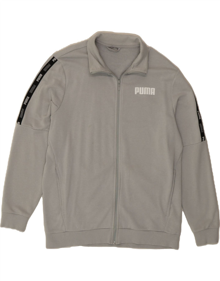 PUMA Mens Graphic Tracksuit Top Jacket Large Grey Cotton Vintage Puma and Second-Hand Puma from Messina Hembry 