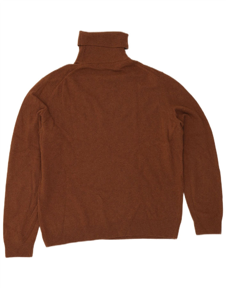Massimo Dutti Mens Roll Neck Jumper Sweater Large Brown Wool