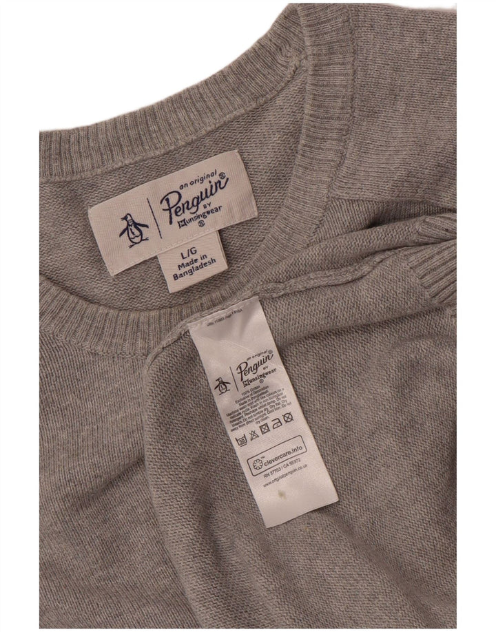 Penguin Mens Crew Neck Jumper Sweater Large Grey Cotton
