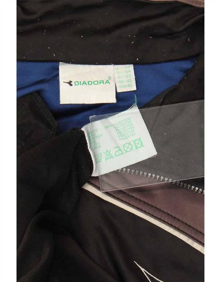 Diadora Mens Graphic Tracksuit Top Jacket UK 42 Large Black Colourblock