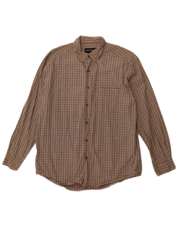 EDDIE BAUER Mens Shirt Medium Brown Check Cotton