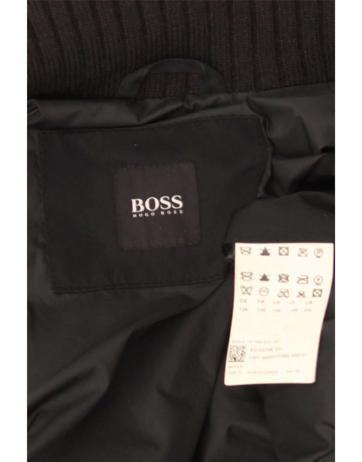 Hugo Boss Mens Overcoat UK 42 XL Black Polyester