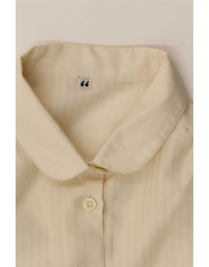 VINTAGE Womens Shirt Blouse IT 44 Medium Off White Pinstripe Polyester Vintage Vintage and Second-Hand Vintage from Messina Hembry 