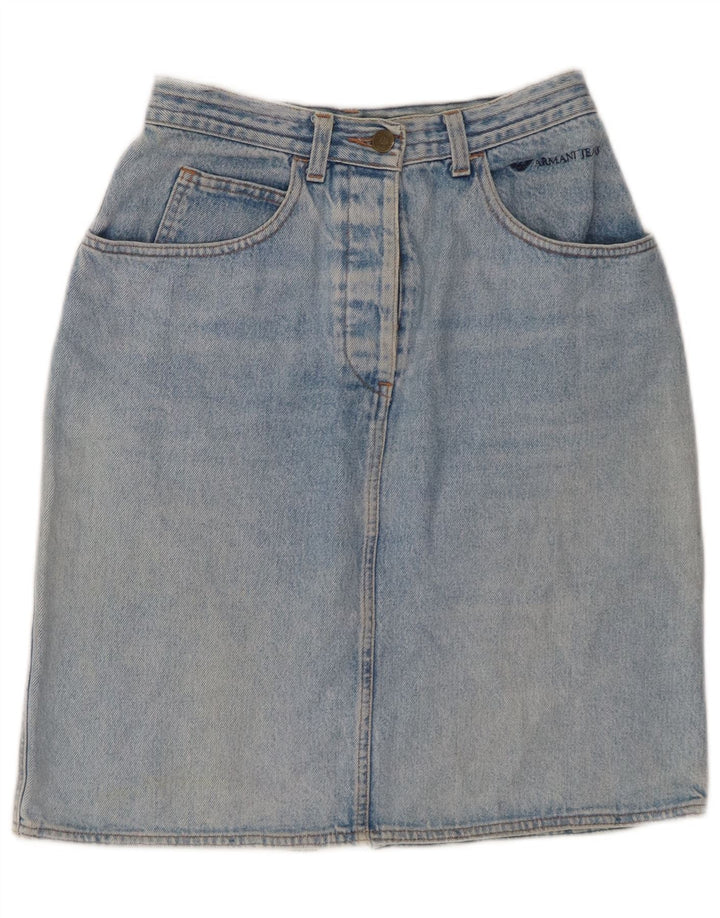 ARMANI Womens High Waist Denim Skirt IT 44 Medium W24  Blue