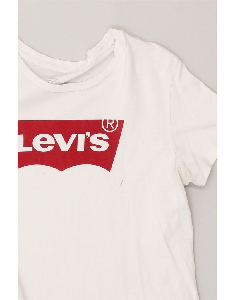 LEVI'S Womens Graphic T-Shirt Top UK 12 Medium White Cotton Vintage Levi's and Second-Hand Levi's from Messina Hembry 