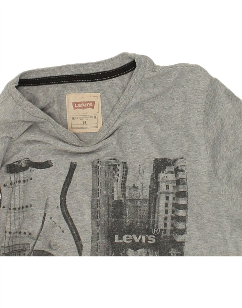 LEVI'S Boys Graphic Top Long Sleeve 13-14 Years Grey Cotton | Vintage Levi's | Thrift | Second-Hand Levi's | Used Clothing | Messina Hembry 