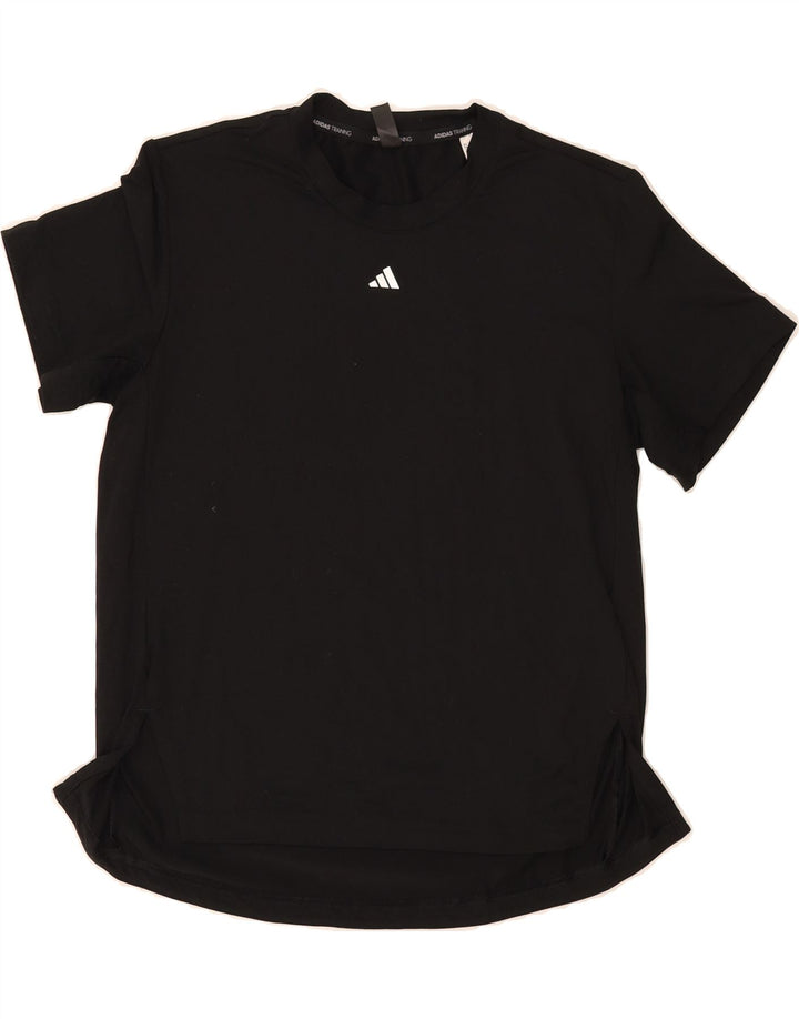 ADIDAS Womens Aeroready T-Shirt Top UK 12/14 Medium Black Polyester Vintage Adidas and Second-Hand Adidas from Messina Hembry 